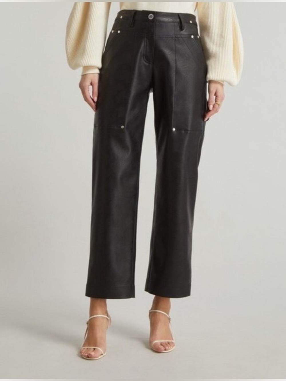 STELLA MCCARTNEY Black Kick Flare Faux-Leather Trousers Pants
